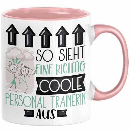 Personal Trainerin Geschenk Tasse Lustig Geschenkidee für Personal Trainerin Geburtstag So Sieht Eine Richtig Coole Personal Trainerin Aus Frauen Spruch (Rosa)