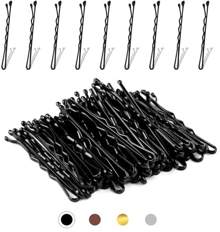 Biribila Bobby Pins 5 cm - 75 Stk Haarnadeln klein - Haarklemmen Damen mit abgerundeten Kanten in einer Aufbewahrungsbox – Hochsteckfrisuren Zubehör Haarnadel, Perfekt zum Stylen - Schwarz
