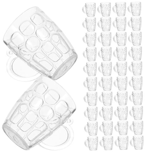 Garneck 50 Stück Mini-Bierkrug aus Kunststoff winzige Trinkbecher Mini-Hausbecher Biergläser Hochzeitsdekoration Wasser-aturbecher Desktop-Bierkrüge Getränke Ton Wiederverwendbar