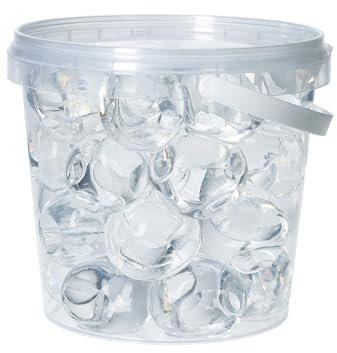 trendfinding 1 Liter Eimer aus Kunststoff mit Deckel Deko Hydro Wasser Perlen Kugeln künstliche Blumenerde Aquaperls Aqualinos zum Dekorieren (Kristall_XXL)