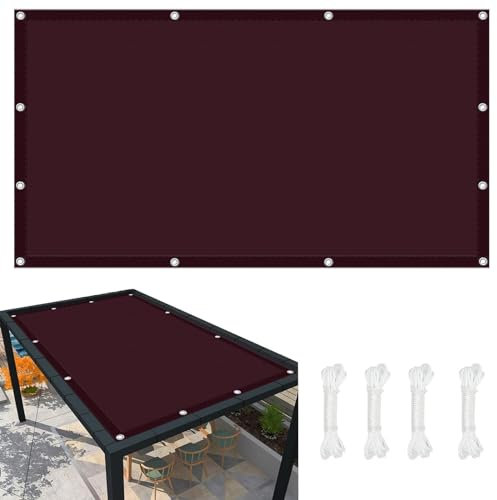 Sonnensegel Wasserdicht Sonnenschutz 7.5 x 8 m Ripstop UV Schutz mit Pu-Beschichtung Rechteckiges Sonnenschutznetz mit Kordel für Terrasse, Balkon, Pool, Weinrot