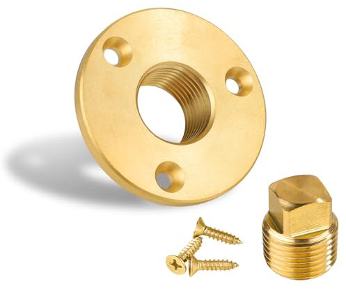 PEUTIER Ablassschraube für Boote, Langlebiger Messing Bootsablassstopfen mit Schrauben und Außenring Garboard Ablassstopfen Wasserdichter Bootsbilgenstopfen für Heckschrauben-Bootsstopfen (Gold)