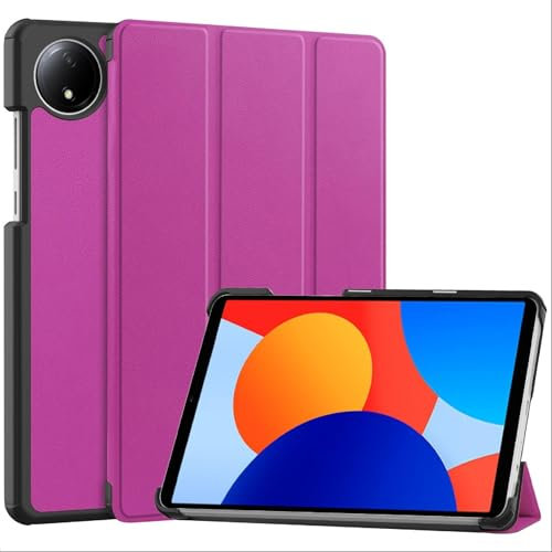 GIOPUEY Funda Compatible con Xiaomi Redmi Pad SE 8.7, Piel Carcasas, Plegable Funda con Soporte, Protección 360° - Morado