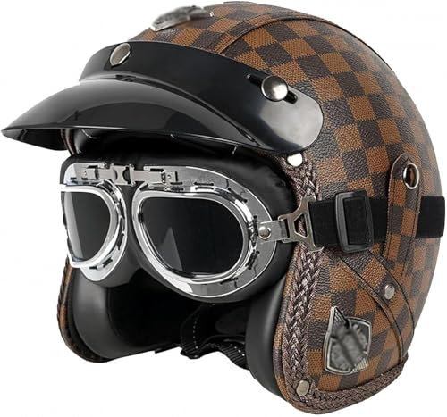 GTTZTHEB Mezzo Elmetto Moto retrò Cromwell Caschi Mezzo Casco Scooter Crociera Bicicletta Casco Faccia Aperta retrò ECE Omologato Casco A Scodella Scooter Motorino retrò Casco Scodella