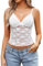Weardear Damen Spitze Tank Top Sommer Ärmellose Camisole Sexy Crop Spaghetti Tops Lässiges Spitzentop V-Ausschnitt Basic Y2K Vest Oberteile Weiß S