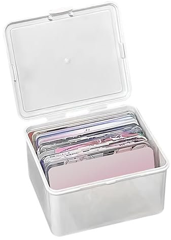 Small Bin with Lid - White Collectible Playing Card Box with Cover | Sports and Trading Collector Storage Box, Flashcard Box Card Game Storage for Crafts Accessories