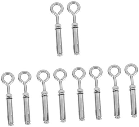 OKUMEYR 10pcs Expansion Screw Bolts Heavy Duty Wall Hooks Ceiling Anchor Stainless Steel Eye Bolts Concrete Anchors