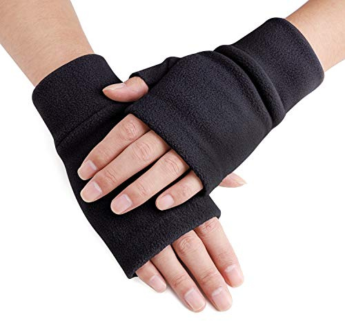 YJZQ Handschuhe Flanell Sporthandschuhe Unisex Winterhandschuhe Handgelenkwärmer Warme Handschuhe Half Finger zum Laufen Sport Winter Tastatur Handschuhe Schwarz Größe L für Herren