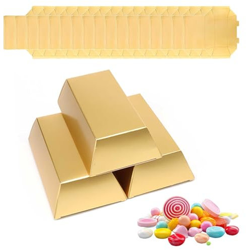 SHENGYIG Goldbarren Aufbewahrungsbox, 20 Stück Schokoladen Verpackung, Goldziegel-Geschenkbox, Goldbarren Party Favor Boxen, Süßigkeit Goldbarren, für Weihnachten, Halloween, Geburtstag
