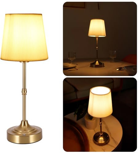 Kinberry Vintage Table Lamp, Rechargeable Battery Operated Light (Contains E12 Bulb), Dimmable Bedside Light for Bedroom, 3 Colors Touch LED Romantic Cordless Lamp for Living Room Bar Restaurant