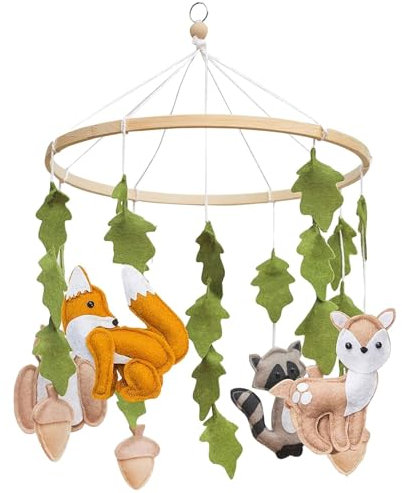 Filz Waldtiere Bettglocke - Mobile Baby Windspiel, Musikmobile für Krippe, Neugeborenen Mobile für Jungen und Mädchen
