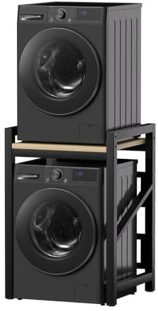 ACLFF Verstellbares Waschmaschinenschrank, Waschmaschine Trockner Schrank aus Stahl und Massivholz, Waschmaschinenschrank mit Trockner für Badezimmer Küche Balkon Waschküche, 73x63x105cm