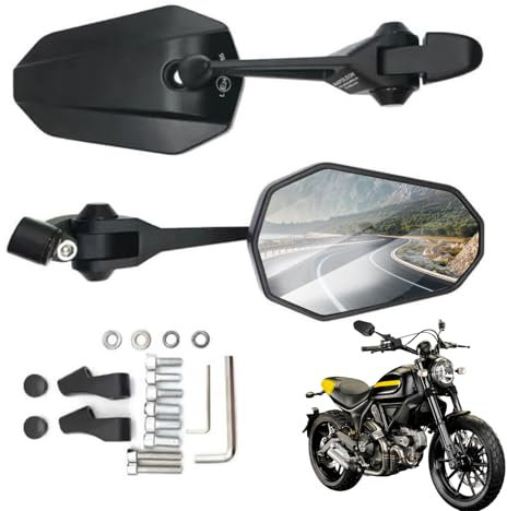Landrain 2 Stück Lenkerendenspiegel E Geprüft, Motorrad Spiegel E-geprüft, Lenkerspiegel Motorrad 360°drehbarer für Scooter Roller Atv(links und Rechts)