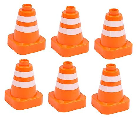 Alasum 6 Stück Roadblock Sandtischmodell Parkkegel Roboter Kontrolle Üben Ring Pfote Sport Zappeln Mini-leitkegel Orangefarbene Verkehrskegel Mini -straßenkegel Sensorisch Werfen Auto Abs