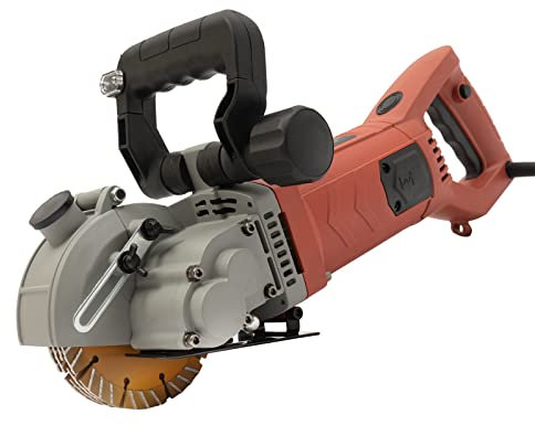 Elektrische Wandnutenschneidemaschine 4800W mit 5 Klingen – Schlitzmaschine Beton Mauerfräse für Kabelschlitze – 6200 U/min, Mauernutfräse mit Wasseranschluss & Tragekoffer