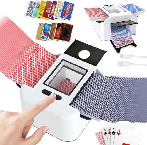 Automatischer Kartenspielmischer, Elektrischer Mischer für 1-2 Kartenspiele, Automatischer und manueller Modus, Wiederaufladbar mit 2000 mAh, Leise, Geeignet für Poker, Blackjack, Skip-BO