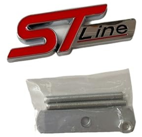 5X 3D Metall 9,2 cm ST Line STLine Emblem Auto Kühlergrill Emblem(Silver red)