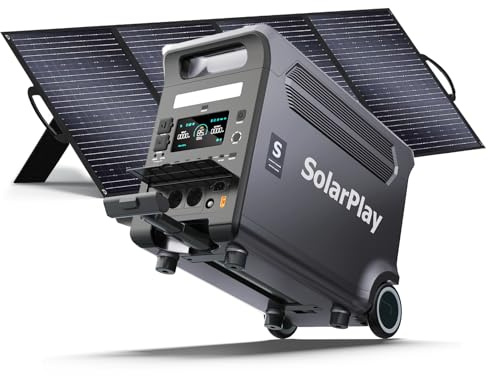 SolarPlay Q3600 Central eléctrica portátil 3600 W,Estación de energía solar 3840 Wh LiFePO4 Carga rápida 2.5h, Entrada solar 2000 W(max),UPS,Generador eléctrico portátil para hogar, (Q3600+400W)