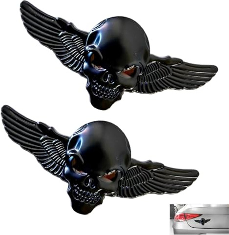 3D Metallschädel Autoaufkleber,2 Stück Skull Aufkleber Auto Totenkopf Sticker Schädel Skull Emblem Auto Aufkleber für Auto,Motorrad Helme 3D Skull Sticker als Fahrzeug Styling(Schwarz)