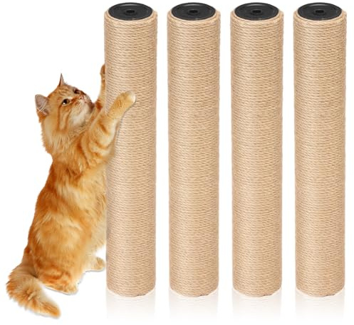 4 Stück Ersatzstangen für Katzenkratzbäume, natürliches Sisalseil, Kitten Tree Scratcher Refill für die Sanierung des Katzenturms im Innenbereich