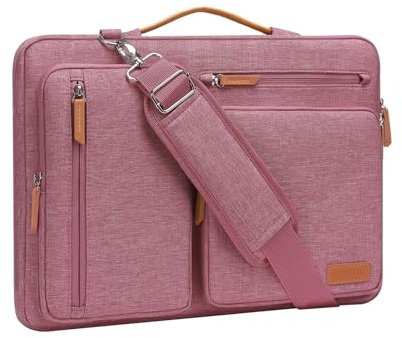 MOSISO Laptop Case 16 inch, 15.6 inch Laptop Bag Men Women, Dusty Rose | Compatible with MacBook Pro 16,HP,Dell,Asus, 360 Protective Side Open Messenger Computer Shoulder Bags&4Zipper Pockets&Handle
