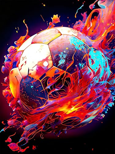 OkarinaArt Diamond Painting Erwachsene – Fußball, 30 x 40 cm | DIY 5D Diamant Painting für Anfänger, Diamant Malerei Set, Runde Diamanten, Wanddekoration, Geschenkidee