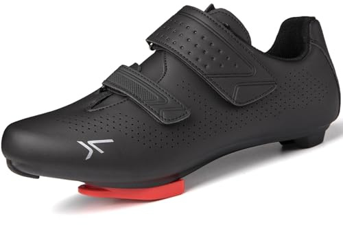 Mens Womens Cycling Shoes Compatible with Pelaton Road Bike Pelaton Shoes Riding Shoes Bicycle Pre-Installed Delta Cleats Size 13 Men/15 Women(Black with Cleats)