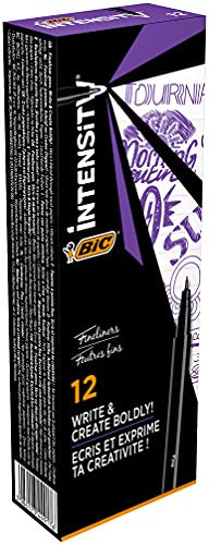 BIC Intensity Fineliner, Filzstifte Set mit 12 Stiften in Violett, mit feiner Spitze, Ideal für das Büro, das Home Office oder die Schule