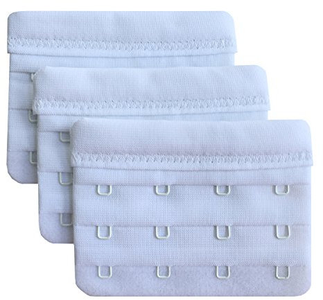 Chanie Women Pack of 3 Soft Comfortable 4 Hooks Bra Extender,5.8cm x 7.6cm