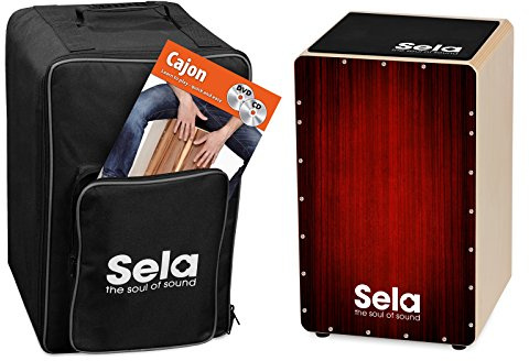 Sela SE 128 EN Varios Red Cajon Bundle mit Rucksack, Sitzpad, englischer Anfängerschule, CD und DVD