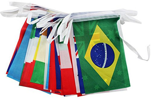 PENVEAT 32Pcs Hanging Flag 2018 Russian World Cup Football Soccer 32 Team National Flag Country World Banner Bunting,21×14cm