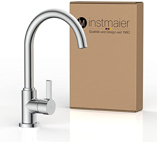 instmaier K3 Niederdruck Küchenarmatur | Wasserhahn Küche | Spültischarmatur mit hohem Auslauf | Armatur für Küchenspüle mit Boiler | Einhebelmischer | Mischbatterie 360° schwenkbar | Chrom
