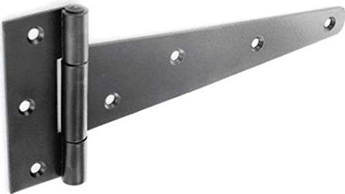 3 x Tee Hinges Pair Gate Shed Hinges Heavy Duty Black Or Zinc Plated Sizes 8 to 18 (Black, 200mm)