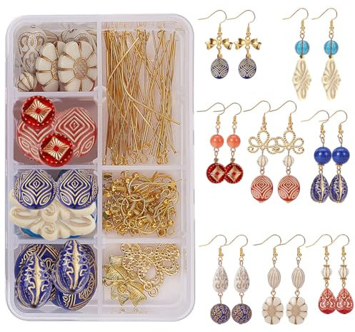 SUNNYCLUE 1 Box DIY Acryl Ohrringe Selber Machen Ohrring Making Kit Mit Anleitung, Aluminium Verbinder, Messing Perle Spacer, Tibetische Spacer Perlen, Messing Ohrhaken Für Anfänger In Der Schmuckhers