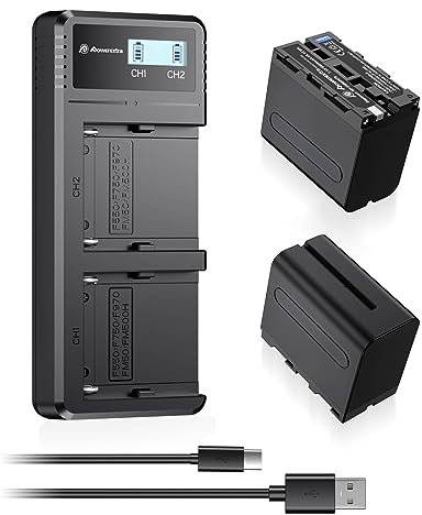 Powerextra 2 Batterie de Rechange NP-F970 8800mAh et Chargeur Double Charge Rapide pour F960 F930 F950 DCR-VX2100 DSR-PD150 DSR-PD170 HDR-AX2000 HDR-FX7 HDR-FX1000