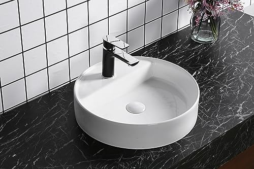 Art-of-Baan® Design-Waschbecken aus Keramik I hochwertiges Handwaschbecken mit Lotus-Effekt I modernes Aufsatzwaschbecken in Hochglanz weiß I Maße: 450 x 450 x 120 mm