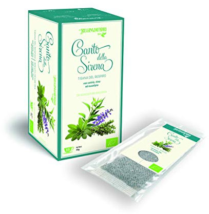 Regina di Fiori Biologica | Infusi e Tisane per la tua giornata | CANTO DELLA SIRENA Tisana del respiro con salvia, timo ed eucalipto | 90 filtri in 6 confezioni da 15 filtri l'una