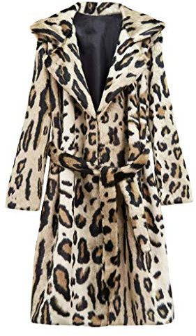 Fcostume Mäntel Damen Wintermantel Künstlicher Wollmantel Warme Leopard Muster Kunstpelz Wolljacke Frauen Übergrößen Kunstfell Winterjacke Übergangsjacke Damenjacke Damen Teddy-Fleece