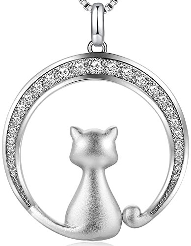 Miaofu Collier De Chat - Collier Pendentif Chat Porte-Bonheur Mignon Méchant, Pendentif Chat En Argent Sterling Pour Femme, Collier De Bijoux De Chat De Mode