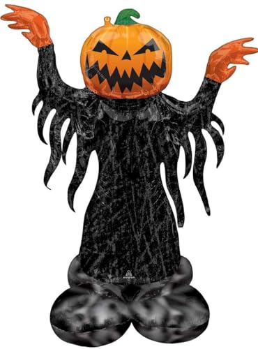 Amscan 4305111 - Folienballon Kürbis, 93 x 134 cm, AirLoonz Ballon, Pumpkin Head, Halloween Deko