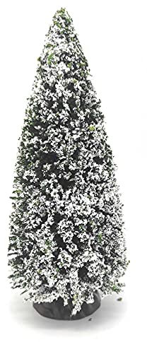 Tradineur - Abeto nevado Decorativo 19 x 8 cm, árbol de Navidad Artificial en Miniatura para Mesa, repisa, Ventana, decoración navideña del hogar