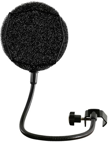 Melon Audio Pop-Filter für Mikrofon – Schwamm-geschichteter Pop-Windschutz mit verbessertem, flexiblem 360° Schwanenhals-Clip, Metallarm (inkl. extra Filter)