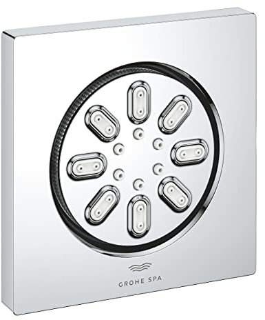 GROHE Seitenbrause Rainshower Aqua 26802, 2 Strahlarten, inklusive Einbaukörper und Abdichtung, eckige Form, chrom