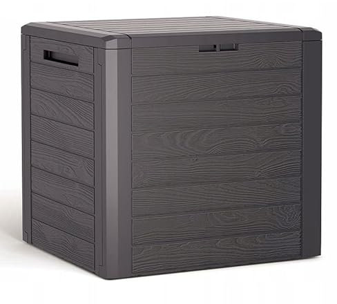 rg-vertrieb Gartenbox Auflagenbox 140L Truhe Box Gartentruhe Holz-Optik Woode Kissenbox Gartenkasten (Umbra)