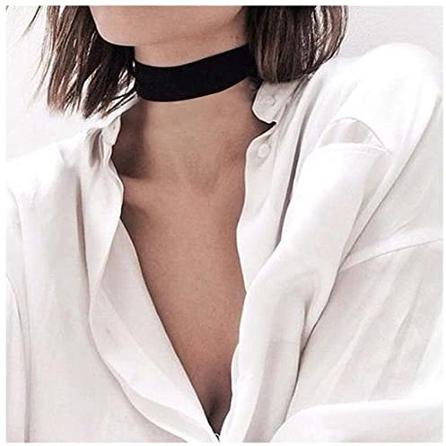 Allereya Gothique Velours Collier Ras du Cou Noir Daim Collier Punk Large Velours Collier Boho Velours Ruban Collier Chaîne Bijoux pour Femmes et Filles