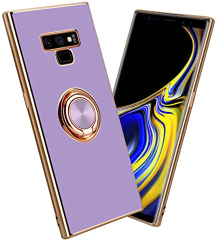 Cadorabo Hülle kompatibel mit Samsung Galaxy Note 9 Schutzhülle TPU Silikon Case mit Ring Design mit Kameraschutz Slim Kratzfest Weiche Gummi mit Rundumschutz Case Hülle für Galaxy Note 9 in Lila