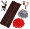 400 Stück Pfeifenputzer Bunt zum Basteln, Chenilledraht, Rot Mini Pompons und Kulleraugen, DIY Pfeifenreiniger Basteln für Dekorationen Kreative Schulprojekte, Weihnachten Handgemacht