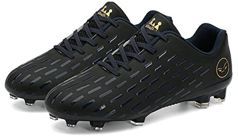 YHLLZY Boys Football Boots Kids Girls FG/AG Soccer Athletics Sport Shoes Training Running Shoes Teenager Sneakers Black 2UK