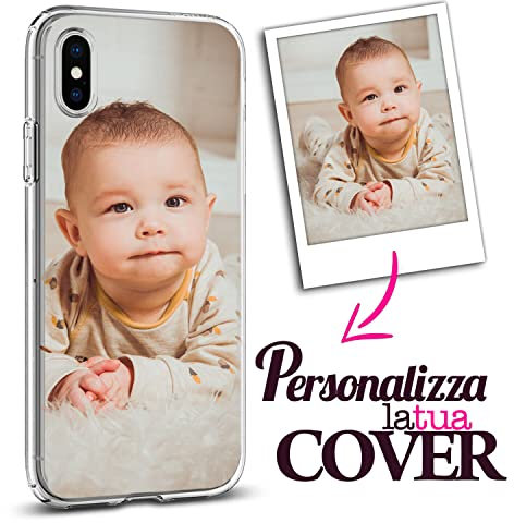 PhoneThrone - Cover Personalizzate con Foto e Testo per Iphone, Honor, Samsung, Redmi Note, Xiaomi, Oppo, Altri, Custodia Cover Personalizzata Idea Regali Personalizzati (IPHONE X/XS)