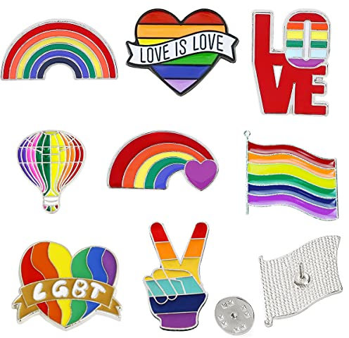 8 Stück Regenbogen Pins, RosyFate Regenbogen Broschen, Regenbogen Flagge Brosche, LGBT Regenbogen Broschen, Gay Pride Pin, Emaille Pins, Brosche für Stolz-Parade, Regenbogen Liebes Pins
